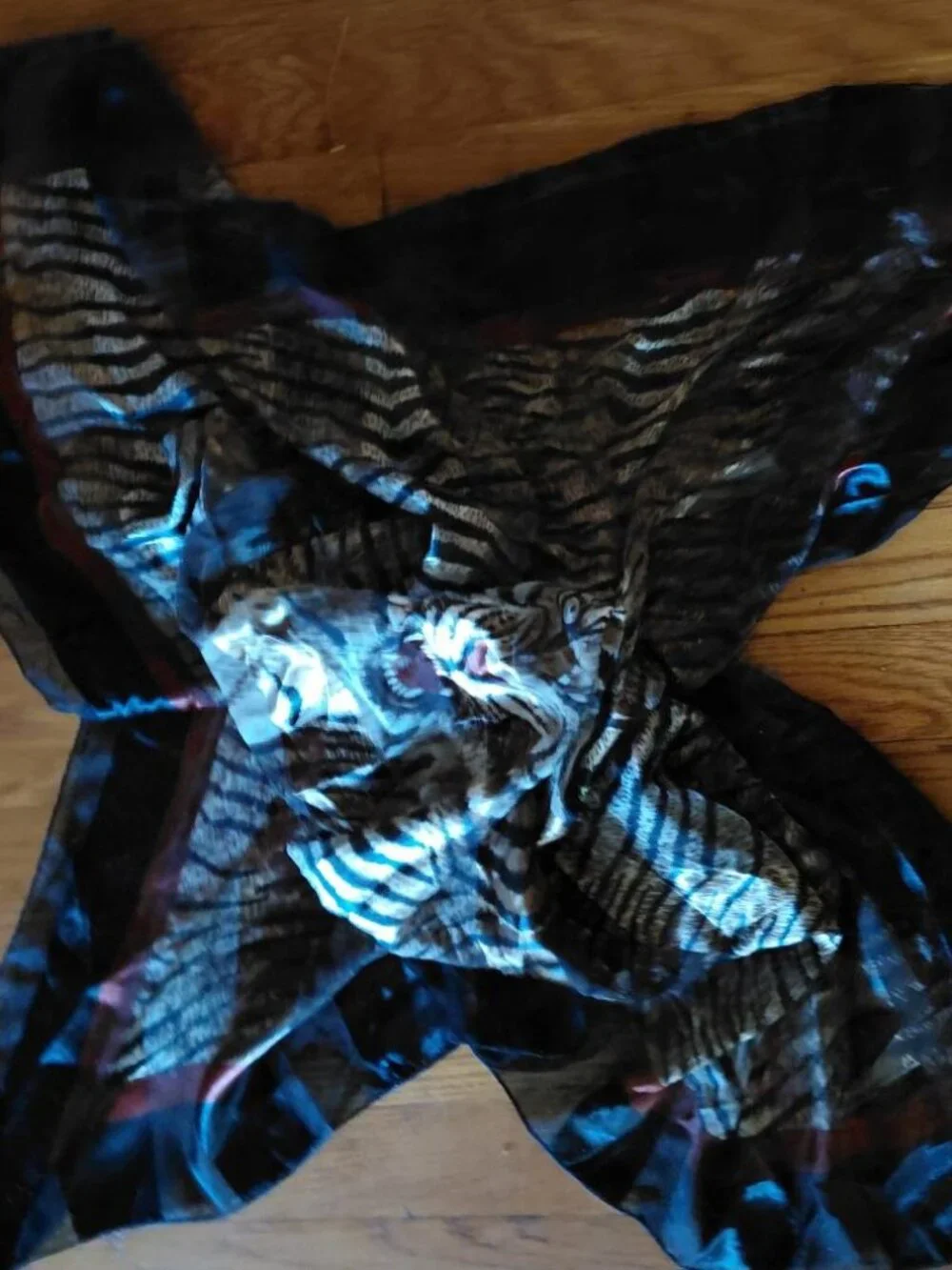 Moem Extra Large Square Abstract Tiger Striped Print  Polyester Scarf